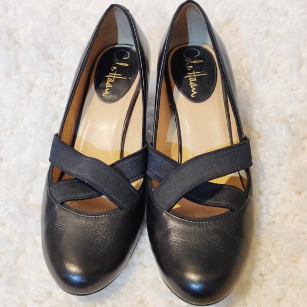 Cole Haan Ballet low heels Nike Air Black Leather Pumps